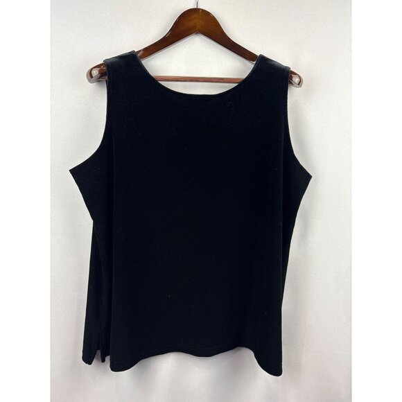 Women’s Victor Costa 1X Black Velvet Sleeveless Blouse - Picture 3 of 4